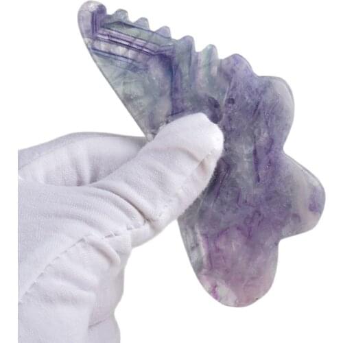 New Comb Fluorite GuaSha Tool Natural Stone Color Butterfly Health Care Tool SPA Skin Detox Scraping Massage Head Face Beauty