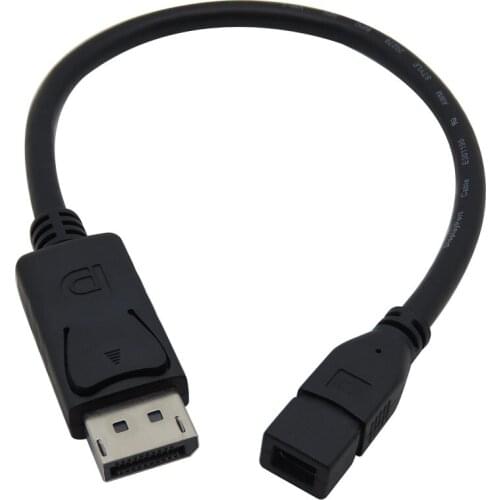 Black DisplayPort Male to Mini DP DisplayPort Female Cable Adapter- 8 Inches For Microsoft Surface Pro 4/Pro 2/Pro 3, (not 2)