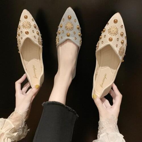 Popular style hot sale flat womens shoes solid color pointed 2020 spring and autumn fashion wild lightweight retro W33-25