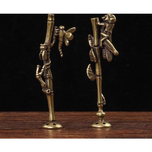 Pure Copper Tobacco Pipe Press Stick Tamper Handicraft Grasshopper Dragonfly Smoke Pipe Cleaner Knife Pokers Smoking Accessories