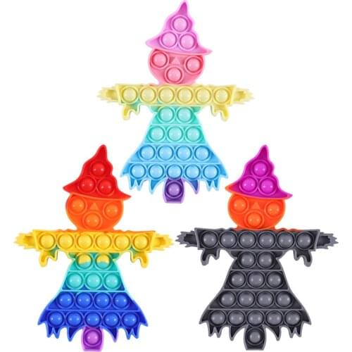 Scarecrow Silicone Push Fidget Reliver Stress Toy Rainbow Push Bubble Antistress Toys Adults & Children Sensory Toys to Relieve