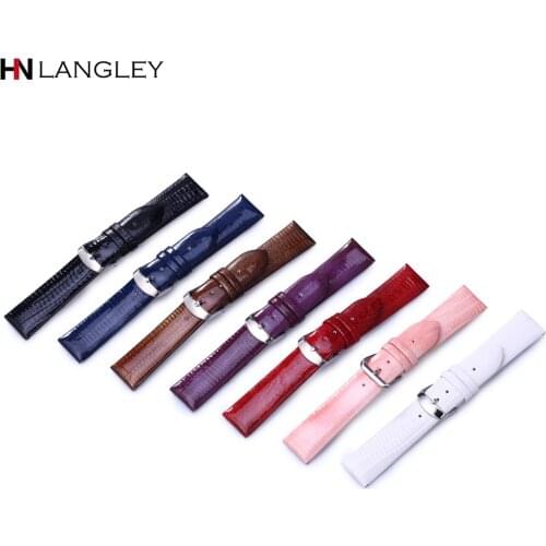 Patent PU leather Watch Band 12/14/16/18/20/22 mm Size Women Colorful Watch Straps Replacement Watchband Lizard pattern