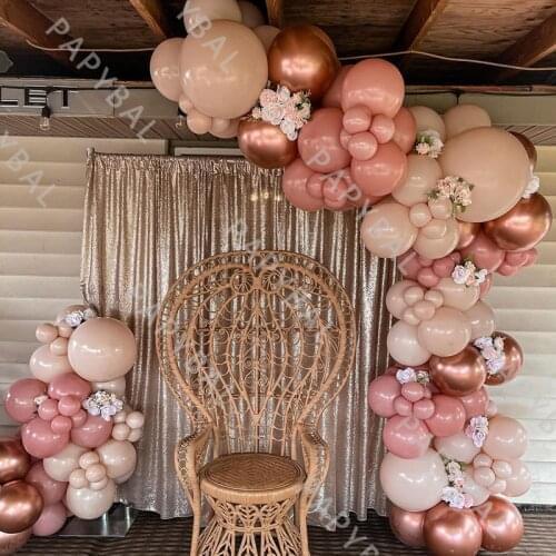114Pcs Retro Pink Party Garland Arch Kit Latex Balloons Set Rose Gold Chrome Metallic Wedding Baloon Birthday Baby Shower Decors