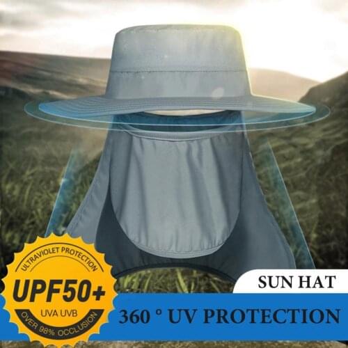 Sun Hat Moisture-wicking Bucket Hat 360 Degree Protection UV-proof Detachable Anti-scratch Outdoor Fishing Unisex Caps