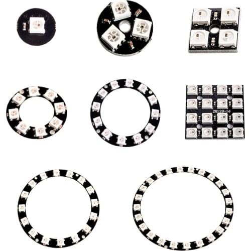 RGB LED Ring 1 3 4 8 12 16 24 Bits LEDs WS2812 5050 RGB LED Ring Lamp Light with Integrated Drivers