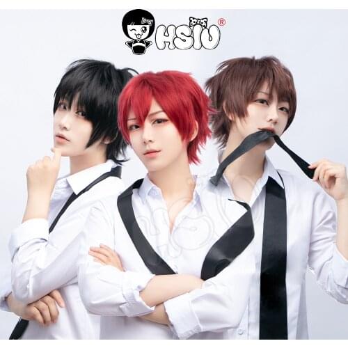 HSIU cosplay Wig short hair Sky blue Silver light pink brown Taro green Party Cosplay multi 17color +Free Brand wig cap