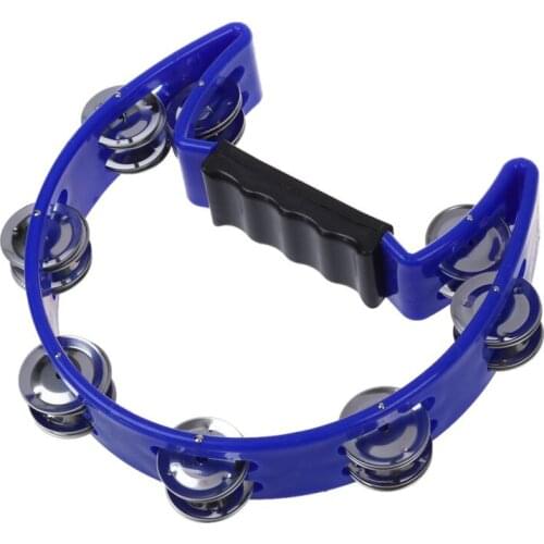 Tambourine Blue Hand Held with Double Row Metal Percussion Church Band