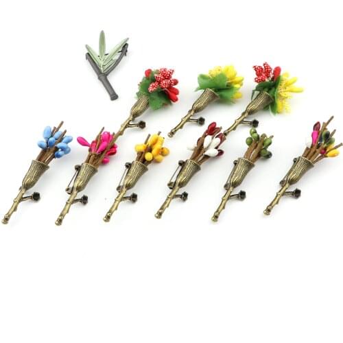 Vintage Colorful Plant Flower Pin Collar Suit Stick Breastpin Scarf Clip Brooch Corsage Dress Coat Accessories Jewelry Gift