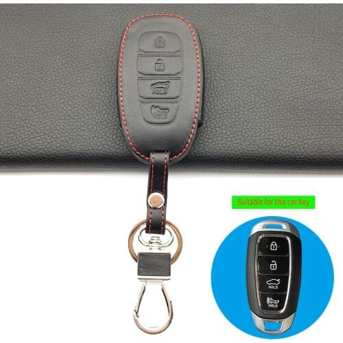 High Quality Genuine Leather 4 Buttons Car Key Case Cover Holder for Hyundai Azera GRANDEUR IG 2016 2017 Key Case Cover Shell