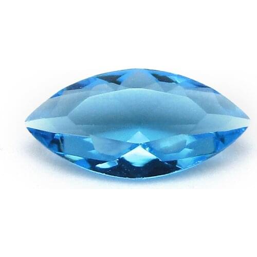 High Quality 50pcs Seablue Color Glass Stone 1.5x3~8x16mm Marquise Cut Loose Aquamarin e Synthetic Gems Beads For Jewelry