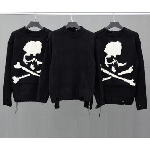 Skull Japan Sweater Pullovers Harajuku Men Clothing Skull Fashion Knitted Vintage Woman Sweaters Streetwear Winter Clothes 2021