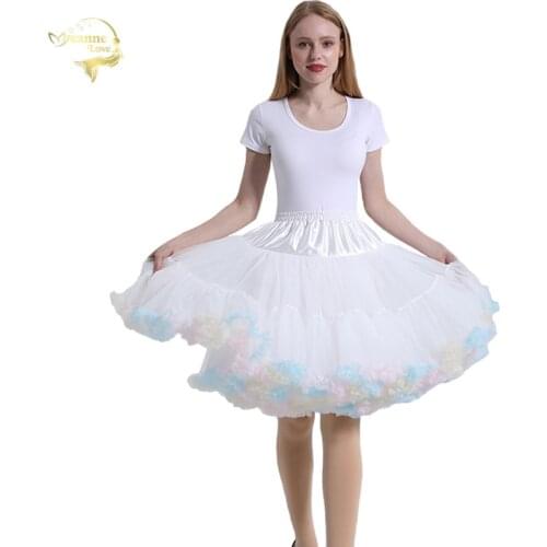 Short Petticoat Dress Tulle Skirt TUTU Skirts Womens Lolita Girls Skirt Petticoat Bridesmaids Midi Skirt Jupe Saias Faldas 55CM