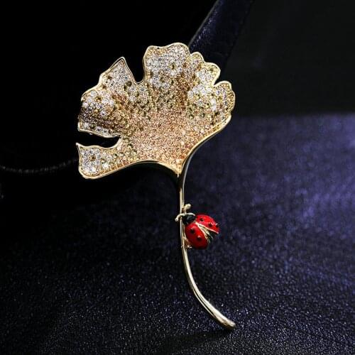 SINZRY womens creative jewelry accessory cubic zircon micro pave leaf elegant brooches pin lady beauty jewel