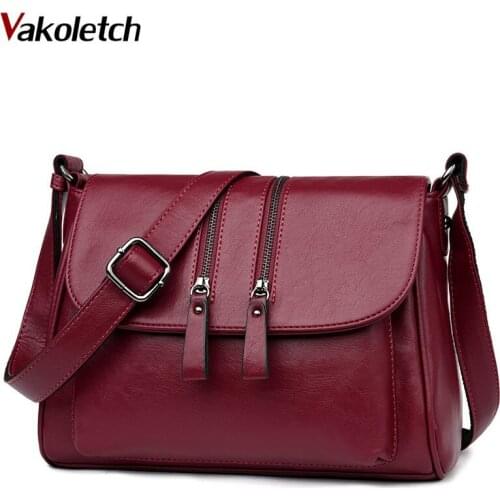 High Quality Female Bags 2020 New Double Zipper Women Messenger Bags Soft Women Crossbody Bag Designer Pu Leather Handbags KL383