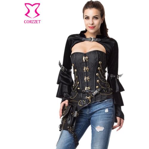 Women Black Flannel Long Butterfly Sleeve Victorian Sexy Bolero Coat Vintage Gothic Corset Jacket Steampunk Clothing Accessories