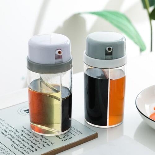 045 Kitchen Transparent 2in1 soy sauce vinegar seasoning bottle oil pot Glass Bottle Health Kitchen