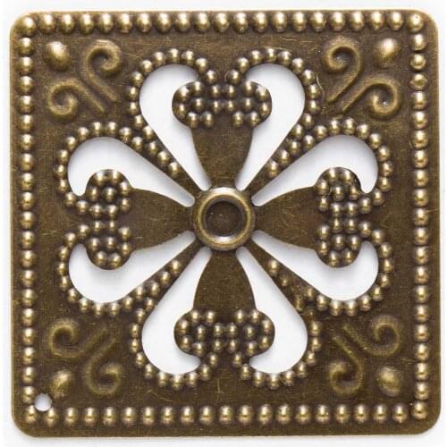 10/30 Piece Bronze Tone Filigree Square Shaped Wraps Jewelry Making DIY Connnector Embellishments Findings 46mm