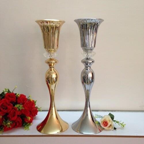 55cm 21" Sliver or Gold wedding road lead decoration Table stand Wedding flower vase Wedding centerpiece 10pcs