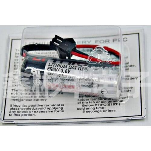 10Pcs/Lot 100% Original ER6V ER6VC119B 3.6V 2000mAh PLC Battery With Black Plug Free Shipping