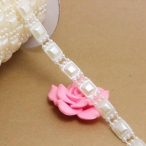 15m/roll 10mm square Imitation Pearls Chain flatback DIY Wedding Dress Decoration,V32