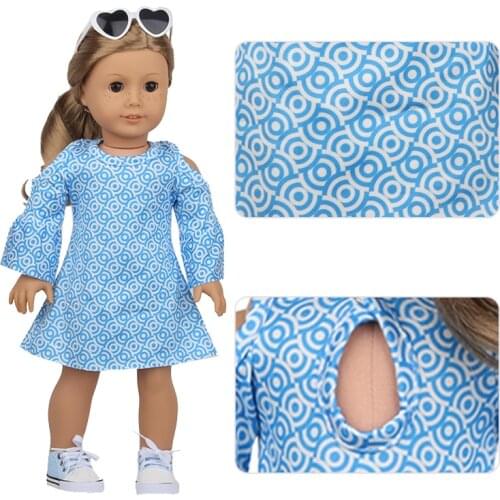 2021 New Clothes Long Sleeve Corrugated Doll Dress Fit 18 Inch American&43cm Baby New Born Doll Clothes Accessories