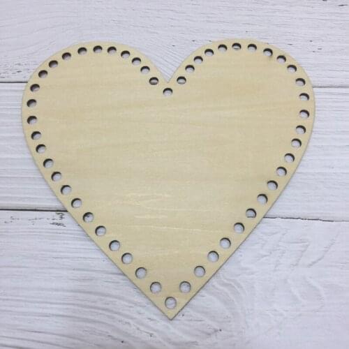 3pcs 20cm big heart wooden bottom base for basket wood plaques blank unfinished wooden cross stitch
