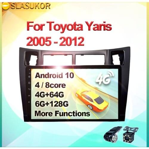 6+128G For Toyota Yaris XP90 2005 2006 2007- 2012 Android Auto Multimedia Video 4G Canbus Car Radio Navigation GPS DVD No 2din