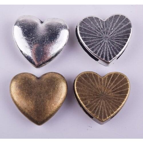 60Pcs/Lot Fashion Jewelry Finding 15x15mm Hole Size 13x3mm Zinc Alloy Lead Free Nickel Free Heart Shape Beads DIY Bracelets 2016
