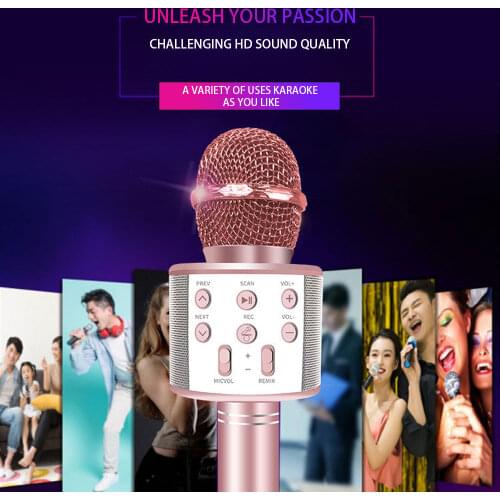 858 Mobile Phone Karaoke Microphone Microphone Audio Integrated Microphone Wireless Bluetooth Microphone Speaker Support FM