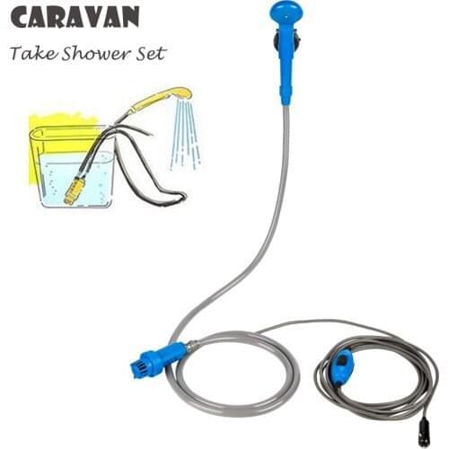 12V Caravan Accessories RV Camper Outdoor Shower Set Handheld Portable Washer Car Water Gun Pump Travel Pet Dog Take Shower Set