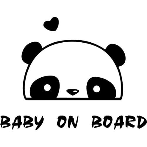 Car Sticker PANDA LOVE Cute Cartoon PVC Decal Baby Car Warning Car Sticker Waterproof and Sunscreen Black/white,16cm*12cm