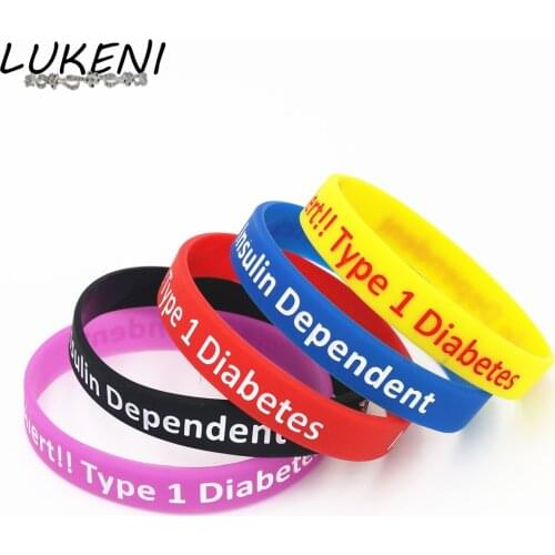 LUKENI Diabetic Bracelets Medical Alert Type 1 Diabetes Insulin Dependent Silicone Wristband Armband Nurse Bangles Gifts SH043