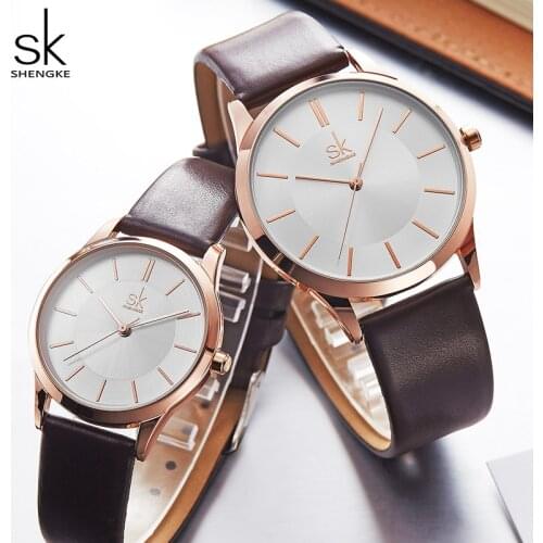 Shengke Fashion Leather Women Men Couple Watches Set Luxury Quartz Female Male Wrist Watch 2019 New Womens Day Gift #K8037
