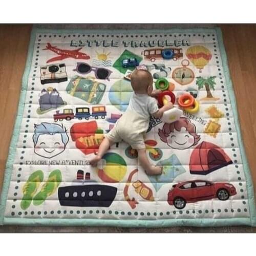 Little Traveler Baby Play Mats 150x150 Cm Baby Mat 100 Cotton Newborn 0-5 Age
