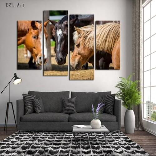 Drop Shipping 4 Piece framed Horse Modern Home Wall Decor Canvas Picture Art HD Print Painting On Canvas for Living Room