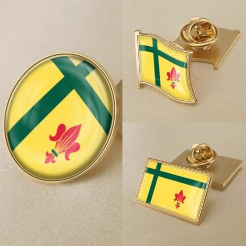 Coat of Arms of Bandera dels Fransaskois of Canada Flag National Emblem Brooch Badges Lapel Pins