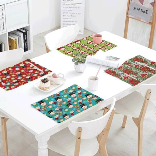 Hot Sale Santa Claus Christmas placemat Placemat Snowman Table Mat Living Room Decoration Dining Table Western Placemat Linen