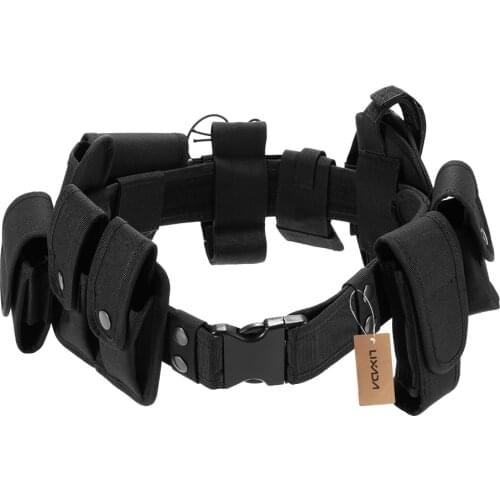 Lixada Tactical Police Security Guard Equipment Duty Utility Kit Belt with Pouches System Holster Outdoor Training Black