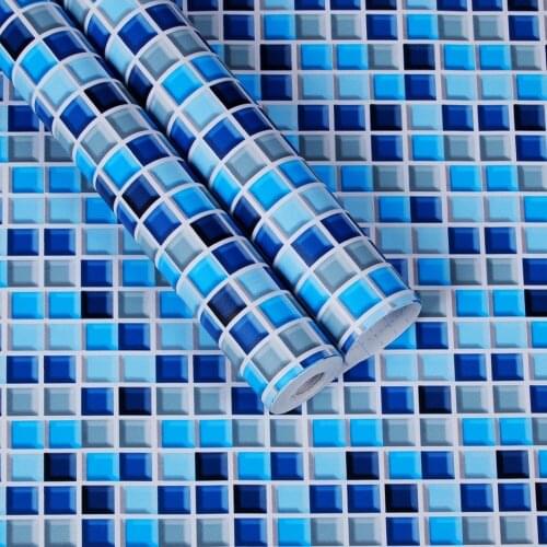 10M Kitchen Waterproof Wall Papers Removable PVC Self Adhesive Tile Wallpaper for Bathroom Toilet Mosaic Pattern Wall Sticker
