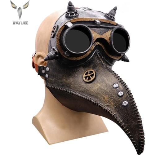 WAYLIKE Halloween Punk Retro Plague Doctor Mask Plague Crow Beak Mask Latex Mask For Halloween Party