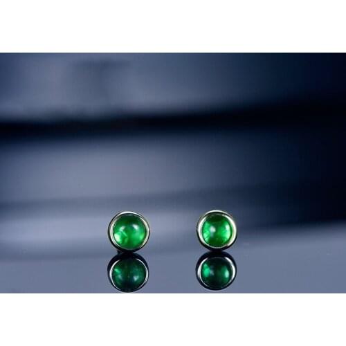 Mini Bean 14k White Gold congratulatory emerald female Earrings Birthday Gift Handmade high-grade jewelry