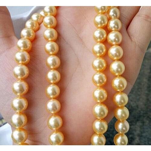 Fashion jewelry noble women gift 32INCH GOLD CLASP HUGE natural AAA 10-11mm south seas gold pearl necklace 32inch