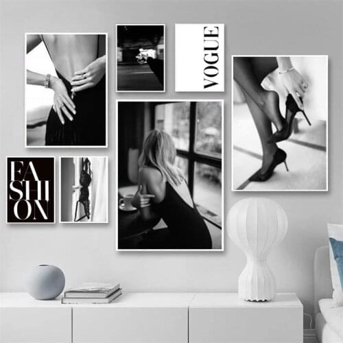 Black White Fashion Poster Lady Window Classical Print Wall Art Canvas Painting Photography Modern Girl Room Decoration Picture