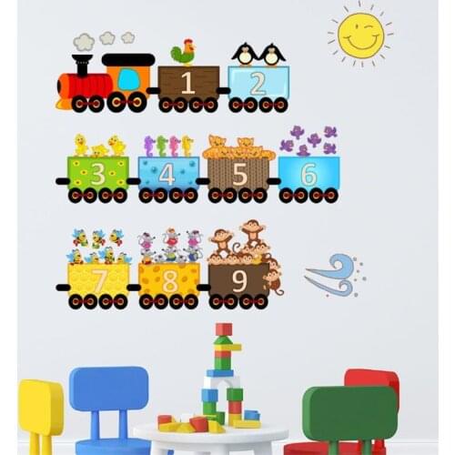Cartoon digital train children room layout wall stickers bedroom kindergarten wall decoration home decoration door stickers