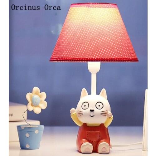 Cartoon creative cat Tommy desk lamp Boy Girl Bedroom childrens room lamp cute animal color resin desk lamp