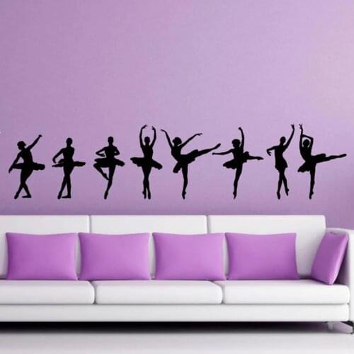 Set Of 8 Ballerina Dancers Wall Sticker Vinyl Home Decor Girls Room Bedroom Decoration Decals Dancing Room Wallpaper Murals 4541