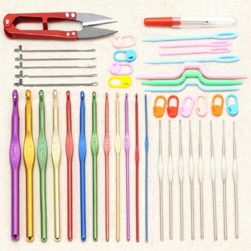 Novice Weave Tool Suit Colorful Crochet Hook Alumina Crochet Hook Wool Buckle Hemp Flowers Knitting sewing Needles Diy Kit