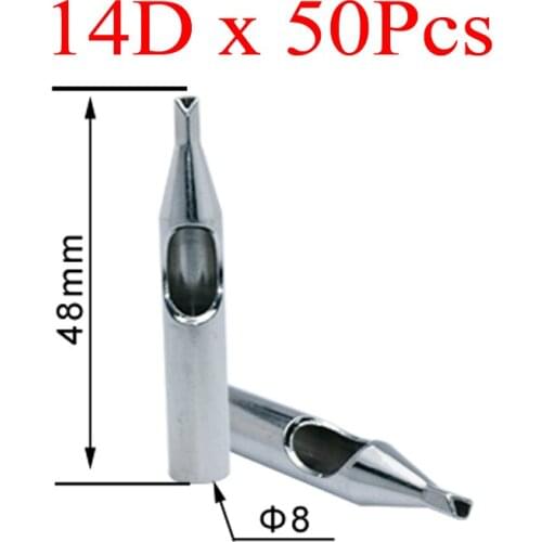 Tattoo Tips for Needles 14DT 50Pcs Stainless Steel Nozzles Tattoo Tips