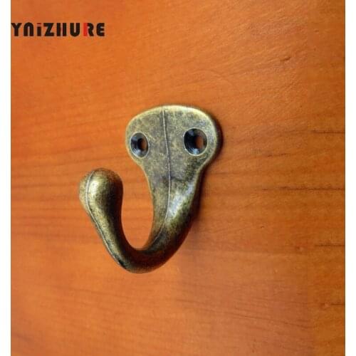 Bronze Tone Wall Hooks,Clothes Hat Bathroom Apartments Hook With 2 Holes,Zinc Alloy,31*33*39mm,10Pcs
