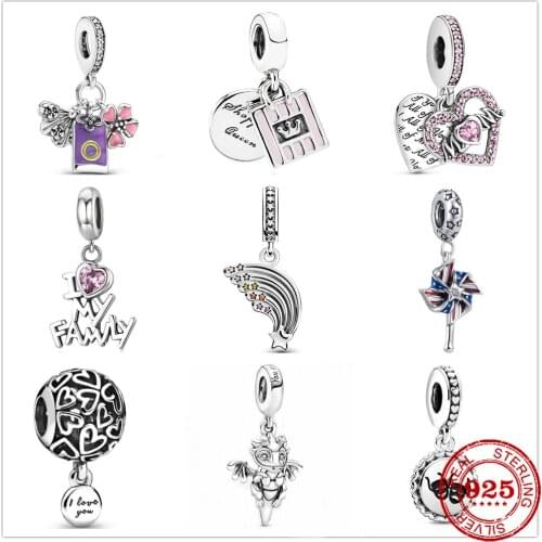 Genuine 925 Sterling Silver Beads Charm Colourful Rainbow Openwork Love Hearts Charm Fit Original Pandora Bracelet Charm Jewelr